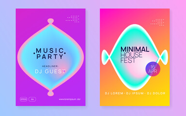Neon Event. Fun Trance Fest. Elegant Background For Invitation Layout. Modern Glitch For Set. Techno And Nightlife Design. Purple And Turquoise Neon Event