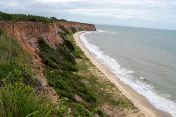Amazing cliffs of Bahia, Brazil, South America. Beach, sea, ocean. Image for geography studies and classes.