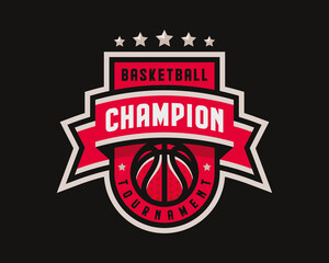 Basketball logo design, emblem tournament template editable for your design.