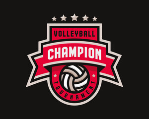 Volleyball logo design, emblem tournament template editable for your design.