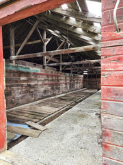 inside of old red barn 
