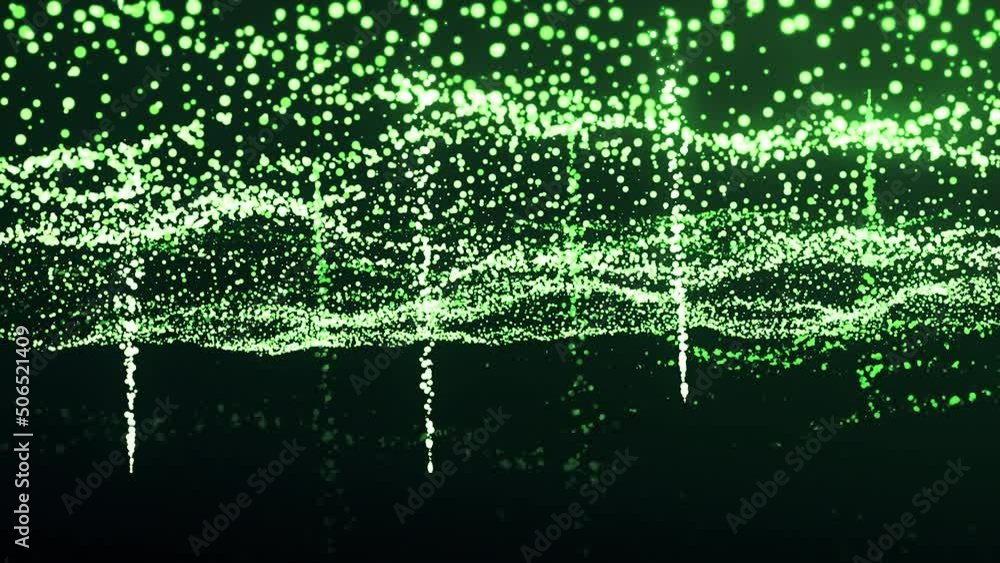 Poster wavy stream of luminous particles. motion. cosmic energy flows with starfall. starfall from stream o