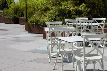 table and chairs in garden