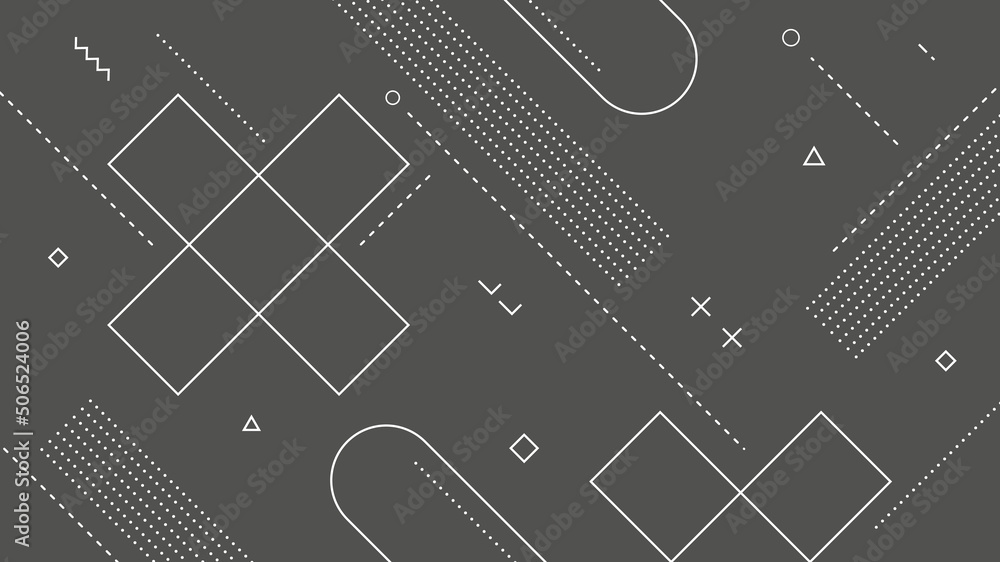 Wall mural modern abstract background with retro memphis elements and dark gray color
