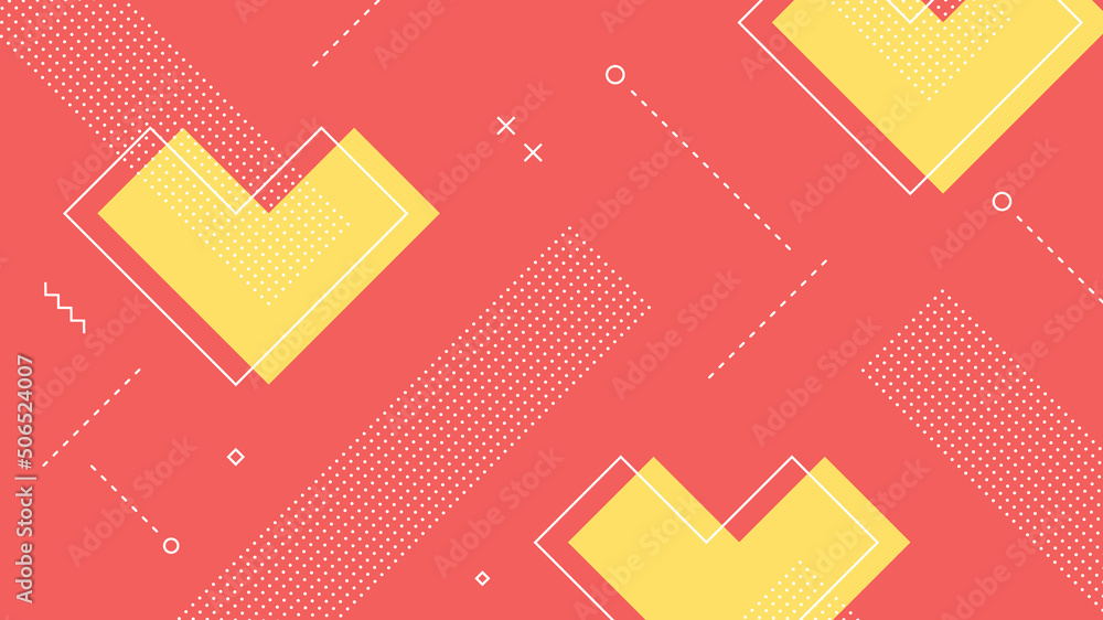 Canvas Prints modern abstract background with retro memphis elements and pastel red pink yellow color
