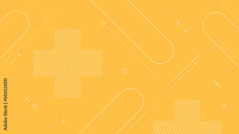 Poster modern abstract background with retro memphis elements and pastel yellow color