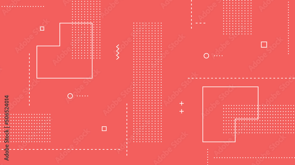 Sticker modern abstract background with retro memphis elements and pastel red pink color