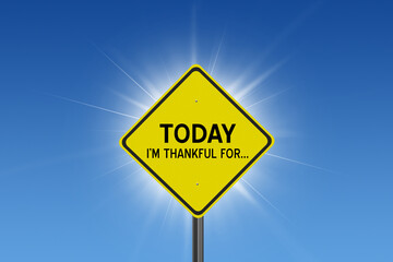 sign on blue sky background with sun and clouds and inspirational text
