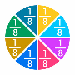 one eighth fraction circle with fraction number