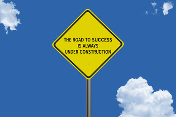 Naklejka premium Motivational quote about success on highway sign.