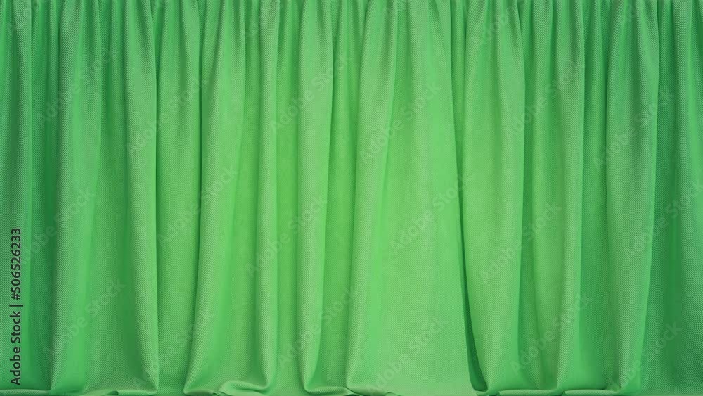Aufkleber realistic 3d animation of the stylish beautiful green textured canvas curtain rendered in uhd with a