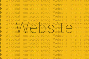 Word Website in languages of world. Logo Website on Sunny yellow color