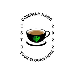 Tea logo design, vector drink icon from green leaves, for health