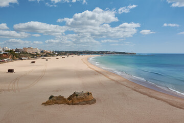 Popular beach Praia da Rocha in low season. Portimao, Portugal
