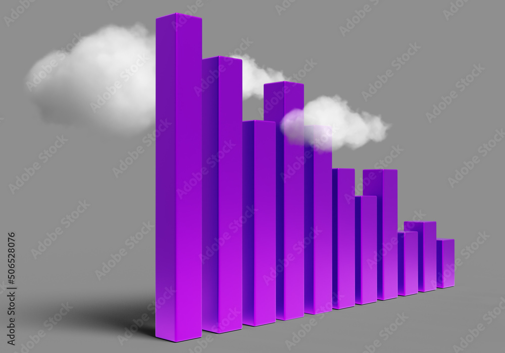 Aufkleber falling chart. graph is metaphor for negative trends. concept of financial and economic losses. decl