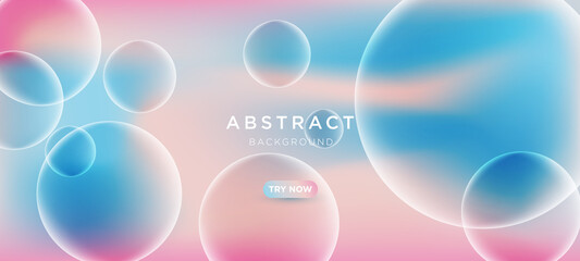 Abstract soft pastel colours gradient blurred vector background with bubble sphere element

