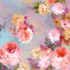 Beautiful oil painting flower illustration