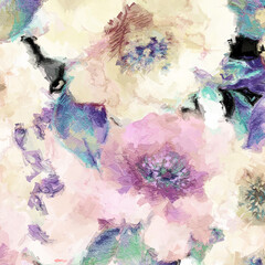 Beautiful oil painting flower illustration