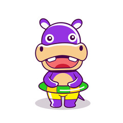 Cute hippopotamus summer mascot