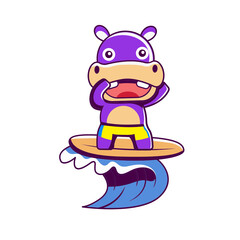 Cute hippopotamus summer mascot