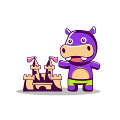 Cute hippopotamus summer mascot