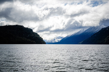 clouds over the lake and mountains