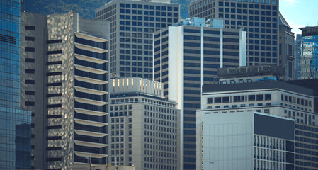 Fototapeta premium Modern office building close up in Hong Kong