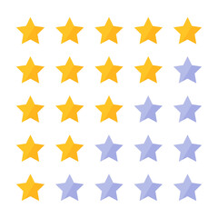 Five stars customer product rating review flat icon for apps and websites