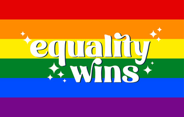 Equality wins LGBT flag . The LGBT pride flag or rainbow pride flag includes the flag of the lesbian, gay, bisexual, and transgender LGBT organization. Illustration. International LGBT Pride Day 2022.
