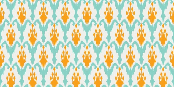 Motif ethnic handmade beautiful Ikat art. Ethnic abstract blue, orange background art. folk embroidery, Peruvian, Indian, Asia, Moroccan, Turkey, and Uzbek style. Aztec geometric art ornament print.
