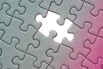 Fototapeta premium Jigsaw puzzle background, almost done