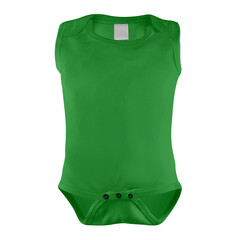 A modern Sleeveless Beauty Baby Bodysuit Mockup In Classic Green Color to help you provide a beautiful design.