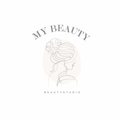 Abstract Beauty Side Face Of Fashion Girl Hair Style Feminine Elegant One Line Art Logo