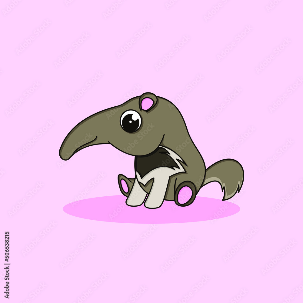 Wall mural cute anteater cartoon character