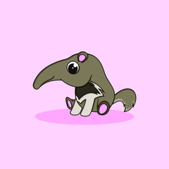 cute anteater cartoon character 