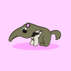 cute anteater cartoon character 