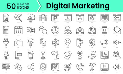 Set of digital marketing icons. Line art style icons bundle. vector illustration