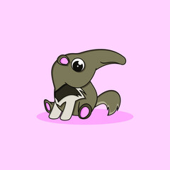 cute anteater cartoon character 
