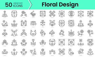 Obraz na płótnie Canvas Set of floral design icons. Line art style icons bundle. vector illustration