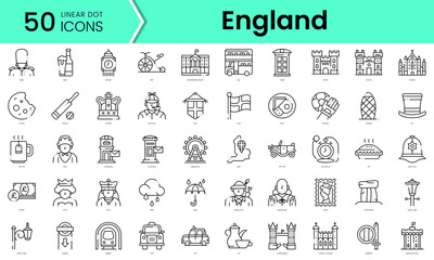 Set of england icons. Line art style icons bundle. vector illustration - obrazy, fototapety, plakaty