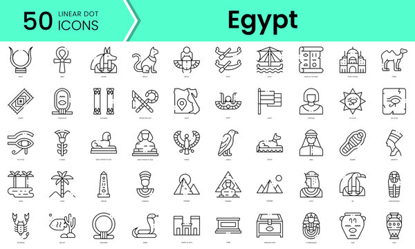Set of egypt icons. Line art style icons bundle. vector illustration