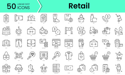 Set of retail icons. Line art style icons bundle. vector illustration