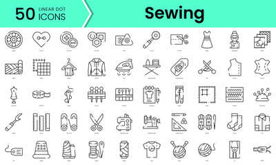 Set of sewing icons. Line art style icons bundle. vector illustration