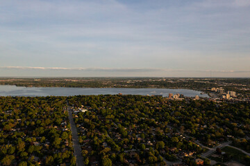 Simco lake centennial beach during sunset in the summertime blue skies