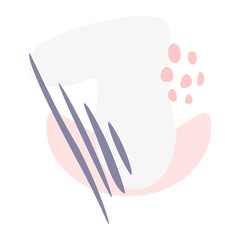 Modern flat icon template illustration in pink, soft blue, purple and dark gray or black with spots, shapes, lines and dots decoration for cards, banners, posters, stickers