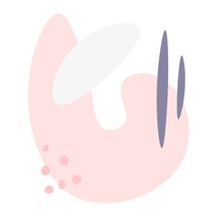 Modern flat icon template illustration in pink, soft blue, purple and dark gray or black with spots, shapes, lines and dots decoration for cards, banners, posters, stickers