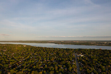 Simco lake centennial beach during sunset in the summertime blue skies