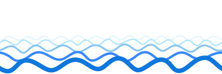 Vector drawing of waves on the sea, natural background, seamless border