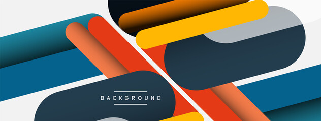 Abstract background. Round shapes, lines compositions on grey backdrop. Vector illustration for wallpaper banner background or landing page