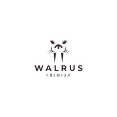 walrus   seal face logo design vector icon illustration